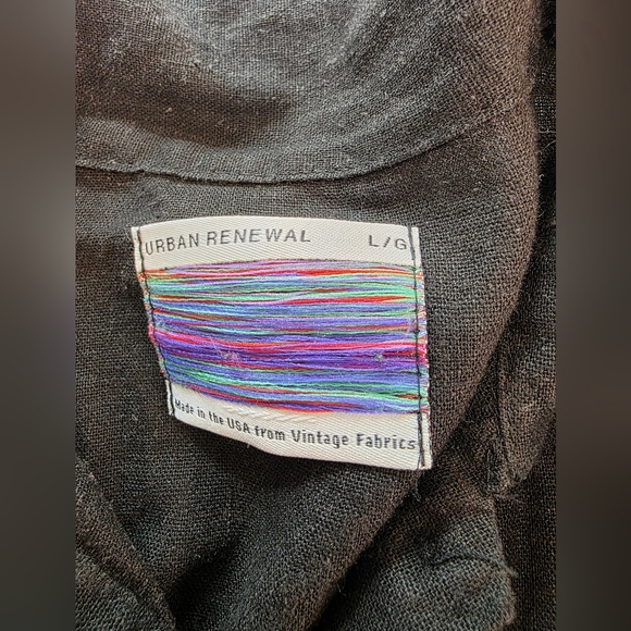 Urban Renewal Black Button Up Dress With Side Pockets. Linen Like Lg. - Picture 6 of 12